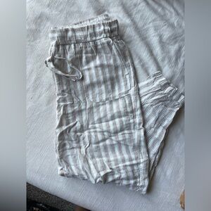 Per Se Beige and White Striped Joggers